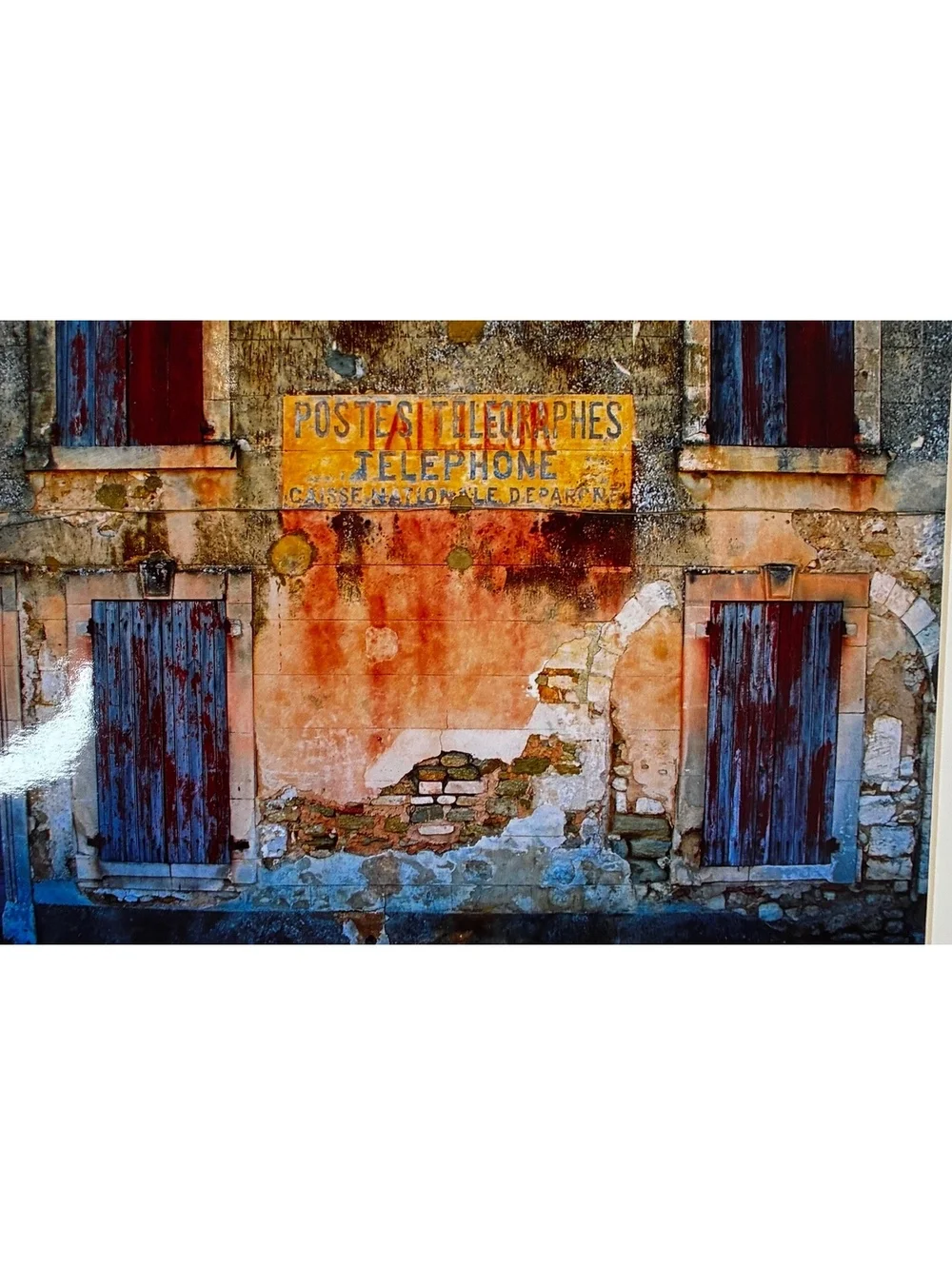 4 Matted French Photographs - Market, Metro, Green Door, Telephone